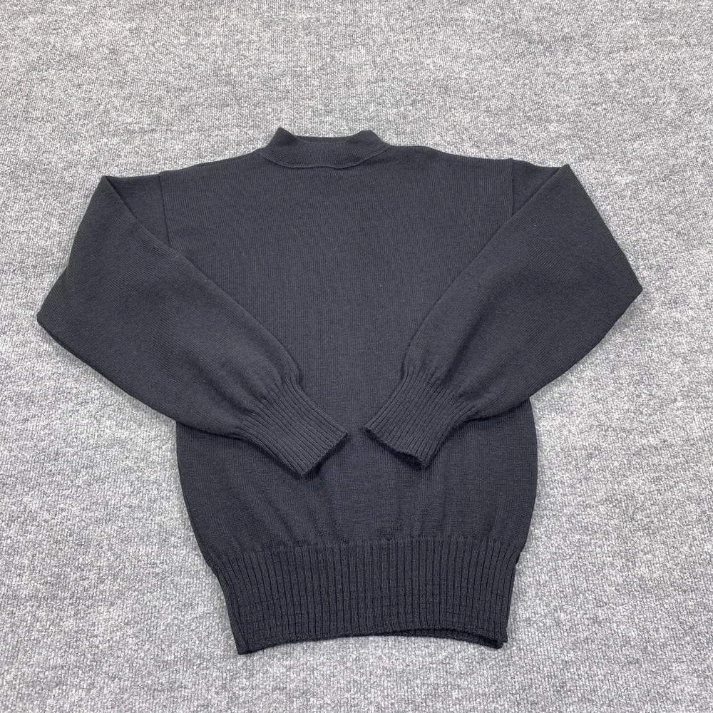 Vintage US Military Sweater Mens Large Black Mock Neck Wool 70s